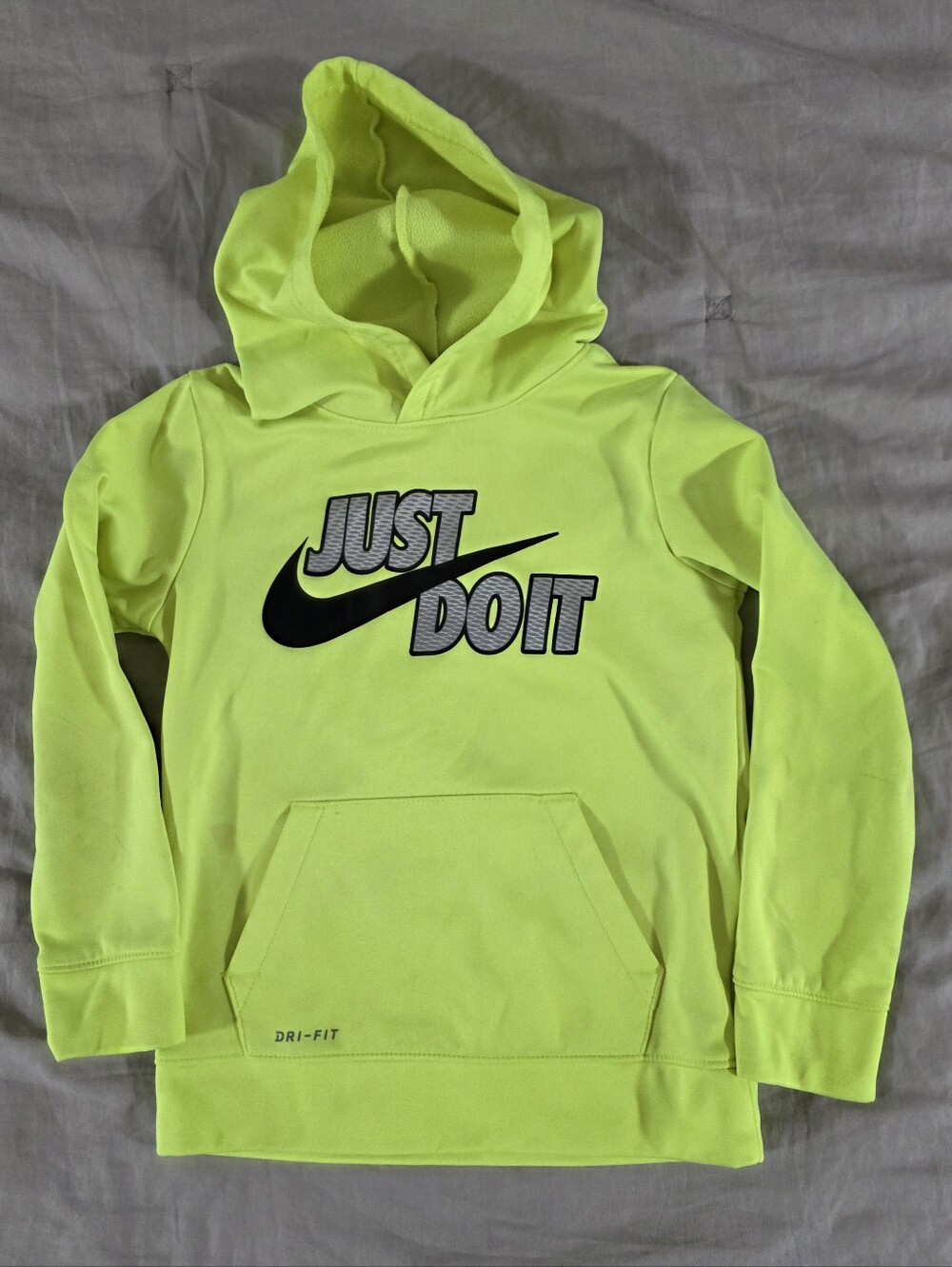 Nike Boys Dri-Fit Just Do It Florescent Green Hoodie Size 7